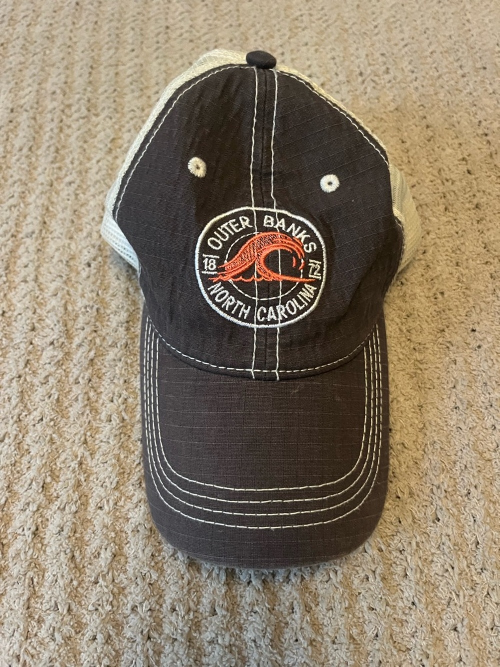Outer Banks North Carolina Brown & Cream Baseball Cap
